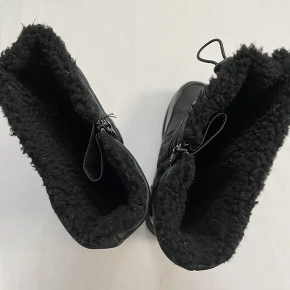 Totes Black Sherpa Lined Winter Boots Size 4 - Picture 7 of 10
